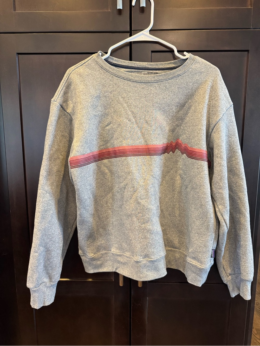 Patagonia Gray Crewneck Sweatshirt with Chest Stripe